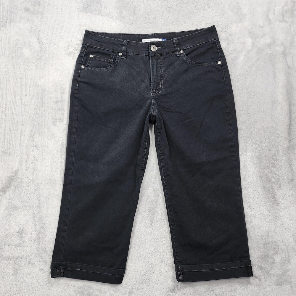 BandolinoBlu Jeans Womens 6 Black Mandie Classic Straight Cuffed Capri‎ Stretch
